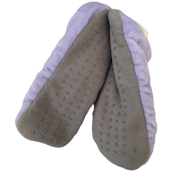 NEW Cat & Jack Kids Slippers Purple Unicorn Plush Gripper Bottoms Size M/L - Picture 4 of 9
